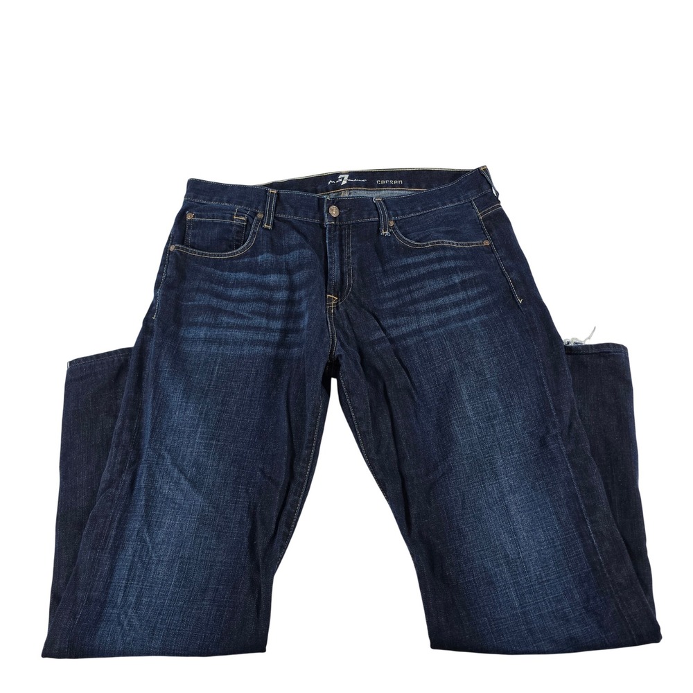 7 For All Mankind Carsen Mens Dark Wash Straight Leg Jeans Size 36 15239
